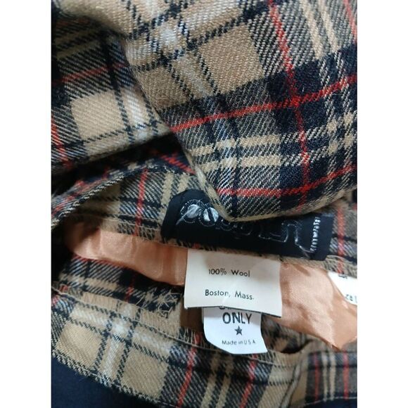Vintage century Boston union made wool pencil skirt 100% wool sz 28 plaid tan - Picture 7 of 8